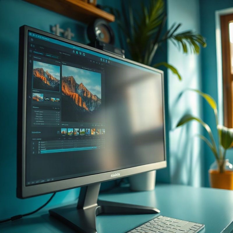 Monitor calibrado exibindo fluxo de color grading no Lightroom